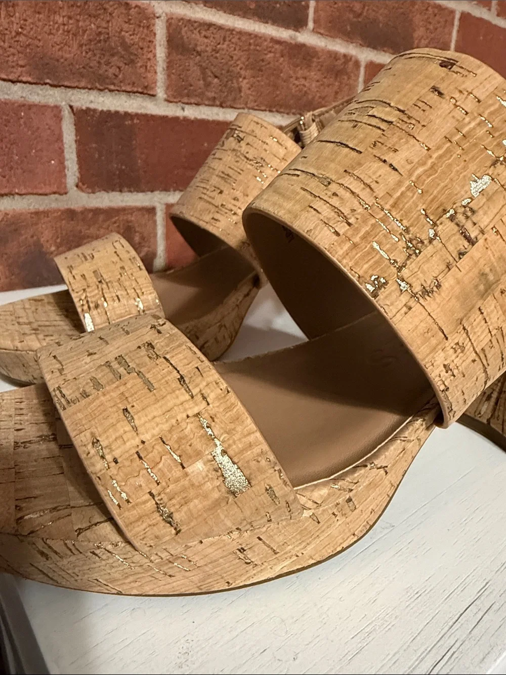 AEROSOLES Cork-Effect Platform Sandals — Natural Tan